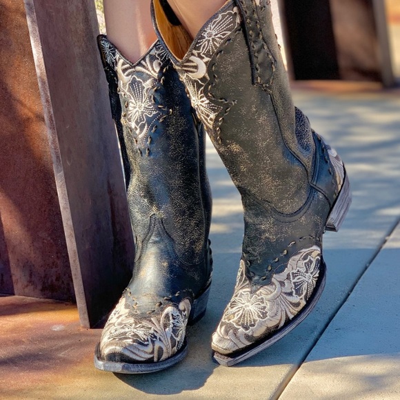 OLD GRINGO ERIN 13" Boots crackel black leather embroidered boho RTL 595 NIB 10 - Picture 4 of 11